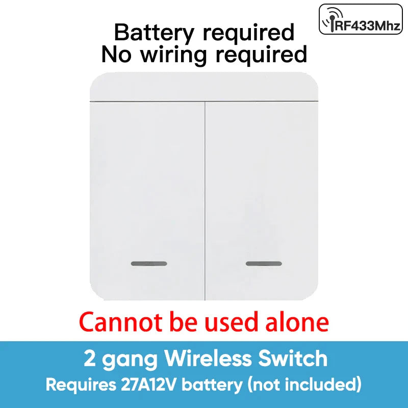 TNCE RF433MHz Mini Wireless Remote Control Light Switch 1/2/3 Gang 86 Wall Transmitter Switch Button Wall Panel Switch