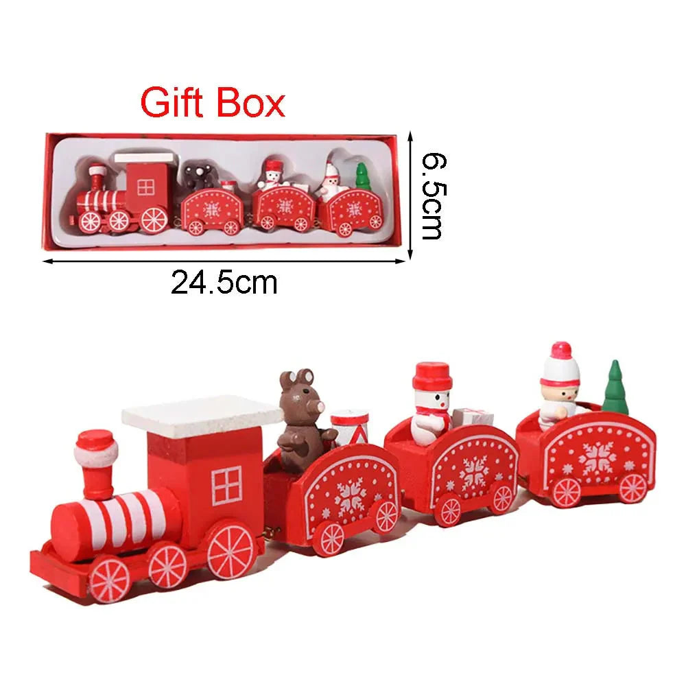HolidayExpress Christmas Train Decoration | Classic Wooden Mantel & Table Decor