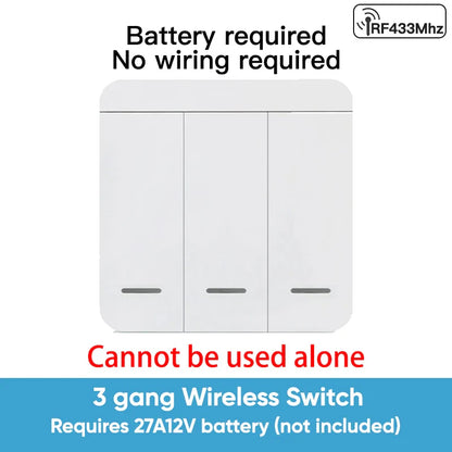 TNCE RF433MHz Mini Wireless Remote Control Light Switch 1/2/3 Gang 86 Wall Transmitter Switch Button Wall Panel Switch