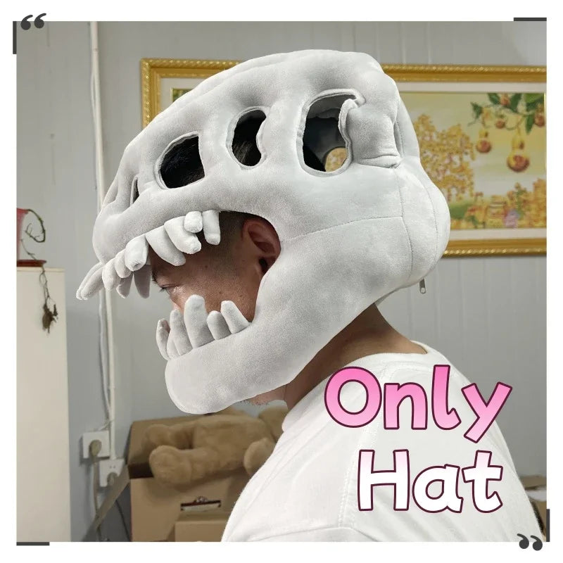 DinoRoar™ Plush Headgear: Cozy Skeleton Fun 🦖