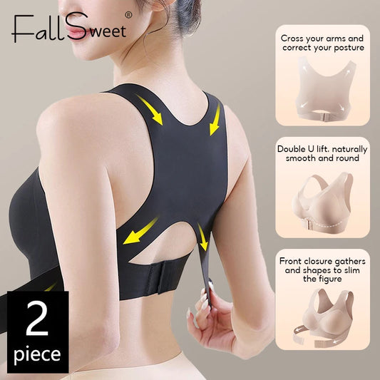 Front-Close Posture Bra with Cross-Back Support 💪