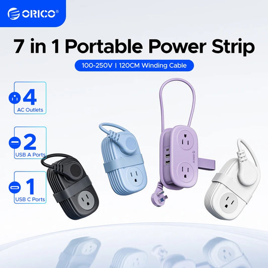 TravelZap™ Power Strip: 4 Outlets, 2 USB, 4FT Wrap