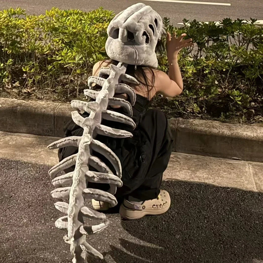 DinoRoar™ Plush Headgear: Cozy Skeleton Fun 🦖