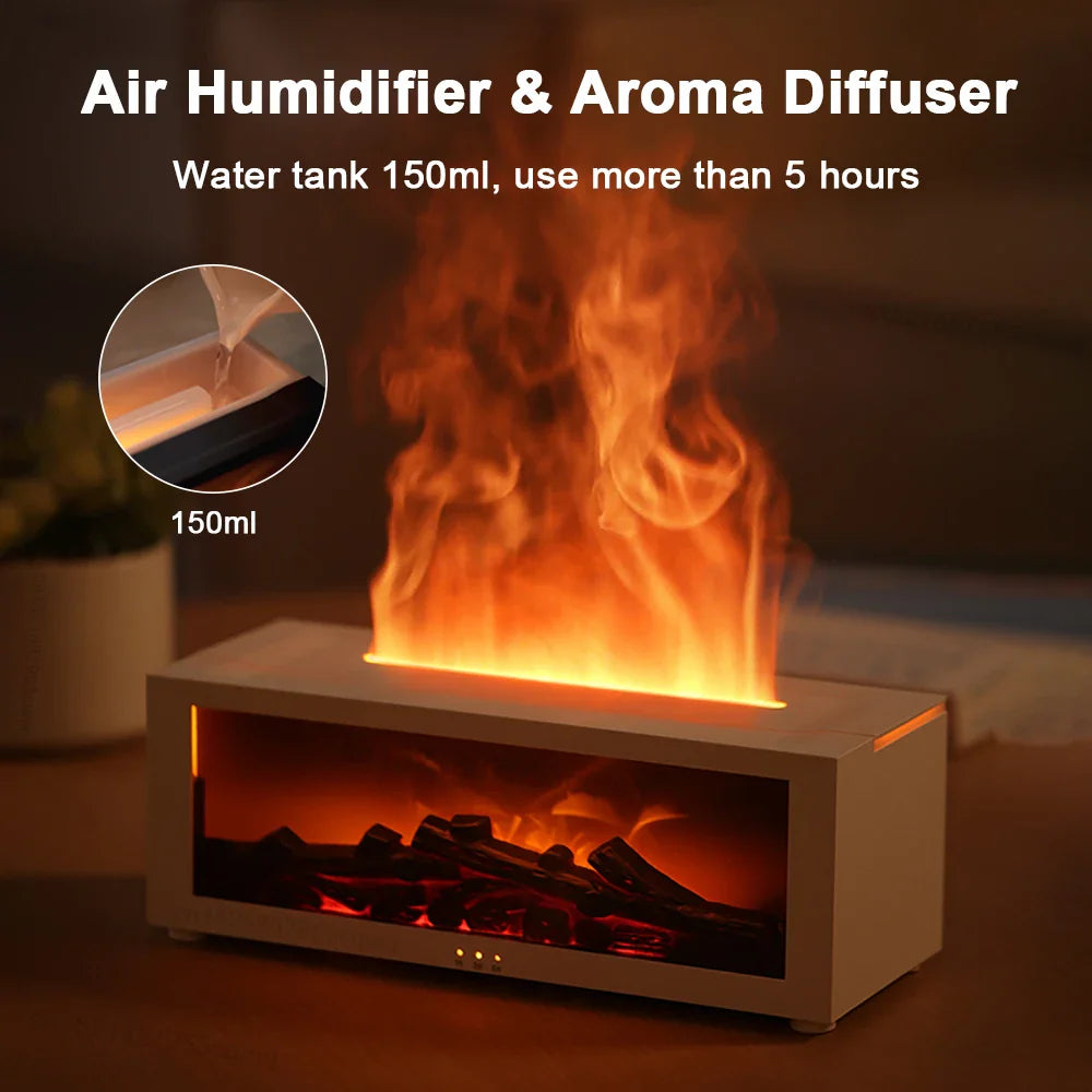 👉 Air Humidifier & Aroma Diffuser – LED Flame with Remote Control