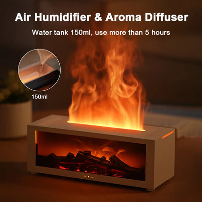 👉 Air Humidifier & Aroma Diffuser – LED Flame with Remote Control