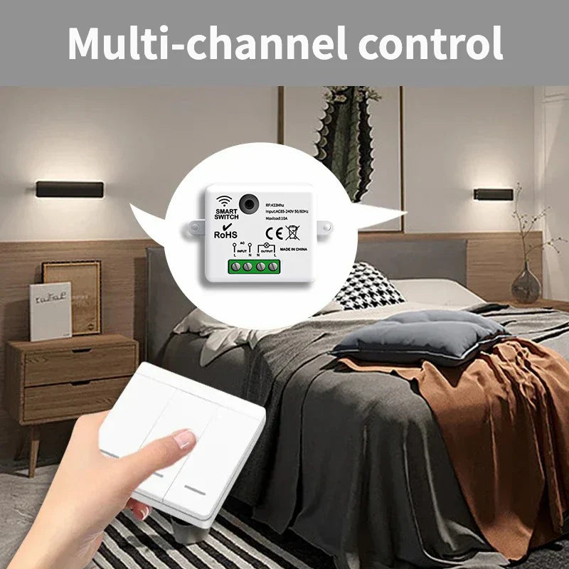 TNCE RF433MHz Mini Wireless Remote Control Light Switch 1/2/3 Gang 86 Wall Transmitter Switch Button Wall Panel Switch