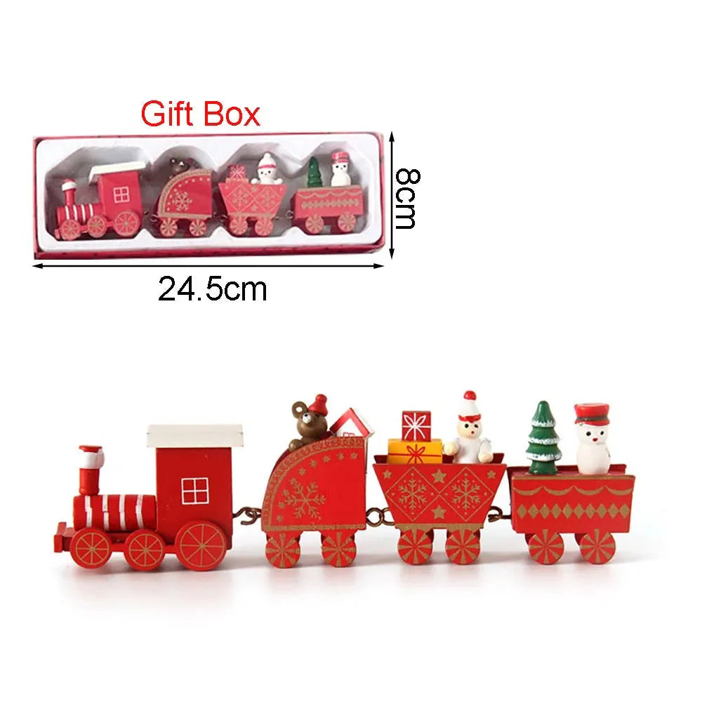 HolidayExpress Christmas Train Decoration | Classic Wooden Mantel & Table Decor