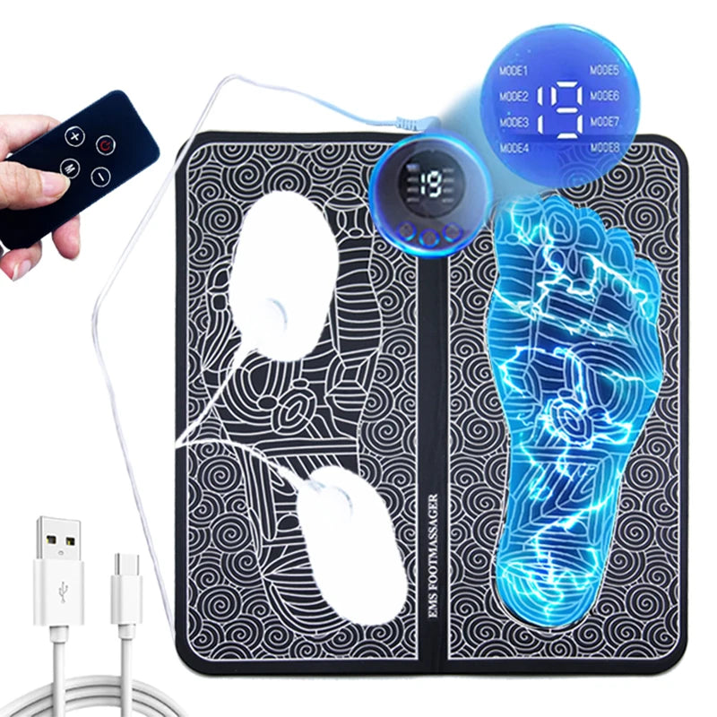 Foot Massager Electric Stimulation Pad With Remote 8 Mode & 19 Levels of Strength
