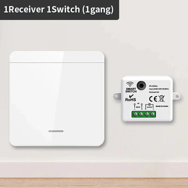 TNCE RF433MHz Mini Wireless Remote Control Light Switch 1/2/3 Gang 86 Wall Transmitter Switch Button Wall Panel Switch