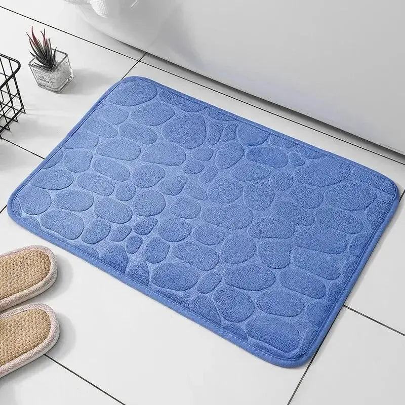 Embossed Pebble Floor Mat  Non-Slip Fiber Rug for Bathroom or Living Room
