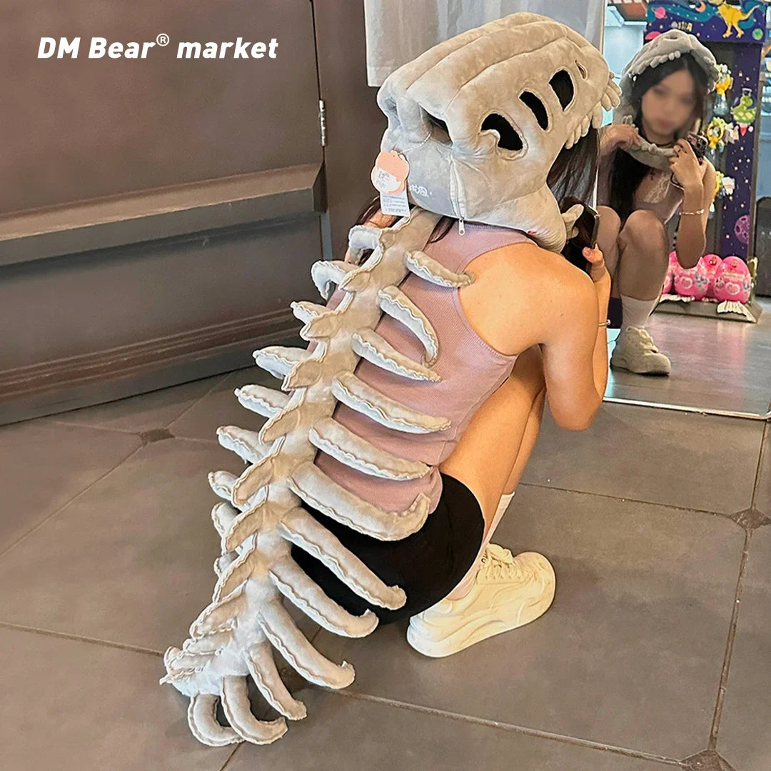 DinoRoar™ Plush Headgear: Cozy Skeleton Fun 🦖