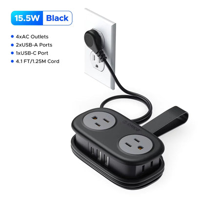 TravelZap™ Power Strip: 4 Outlets, 2 USB, 4FT Wrap