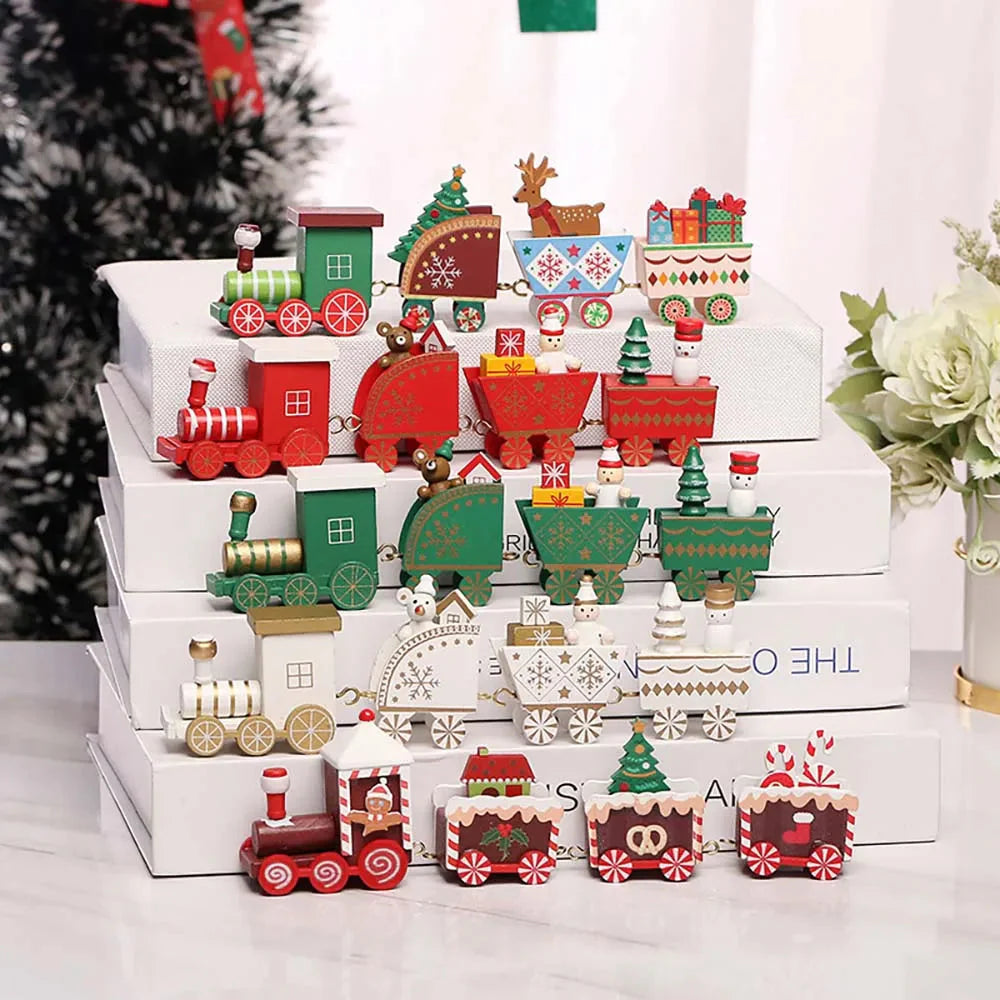 HolidayExpress Christmas Train Decoration | Classic Wooden Mantel & Table Decor