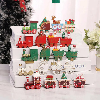 HolidayExpress Christmas Train Decoration | Classic Wooden Mantel & Table Decor