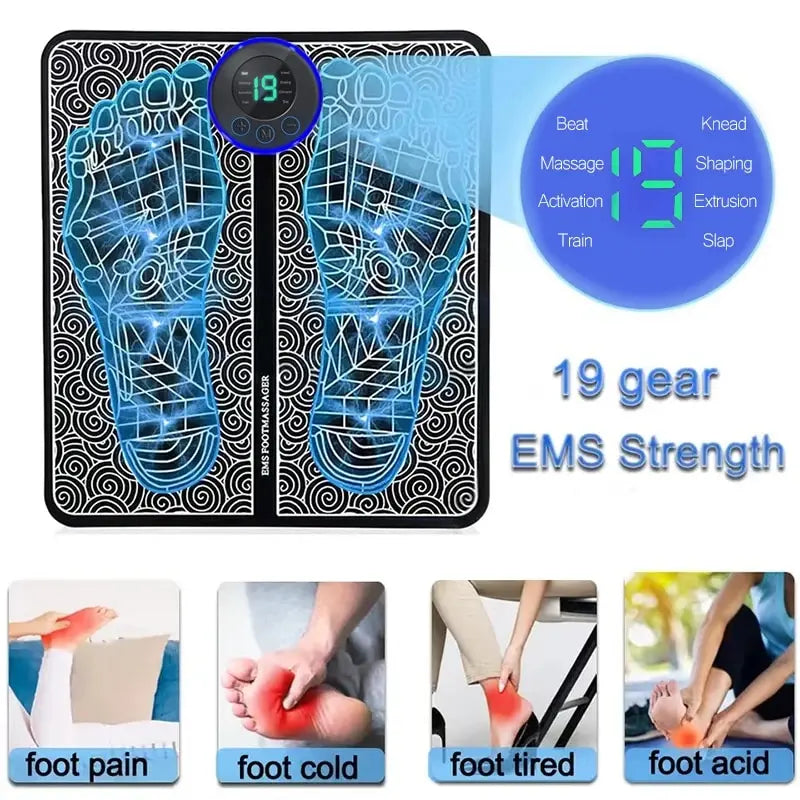 Foot Massager Electric Stimulation Pad With Remote 8 Mode & 19 Levels of Strength