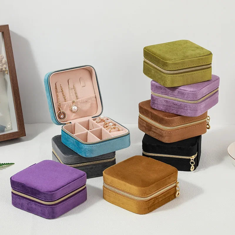 Velvet Travel Jewelry Box Organizer