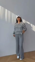 Blythe Striped Polo Knit Two-Piece Set