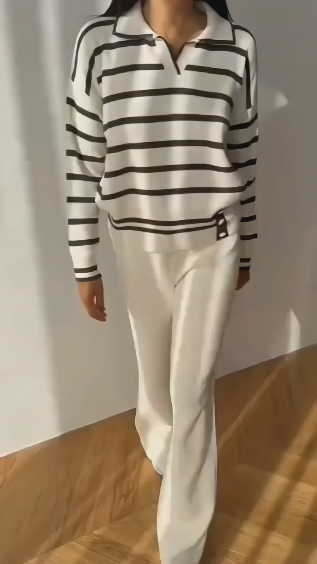 Blythe Striped Polo Knit Two-Piece Set