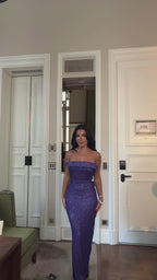 Velysse Sequin Strapless Maxi Dress – Purple