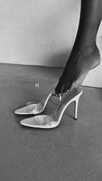 Elodie Transparent Stiletto Heeled Mules – 10 cm – White