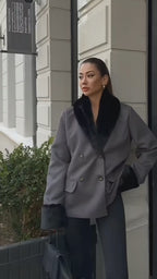 Brumal Faux Suede Fur-Trim Jacket – Light Brown