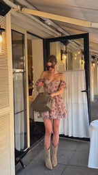 Elowen Floral Corset Mini Dress – Blush Beige