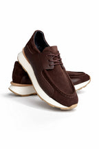 Brown 100% Genuine Leather Ultra Lightweight EVA Sole Sneaker