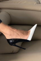 Charlotte Monochrome Pointed-Toe Stiletto Pumps – Black & White | 12 CM Heel