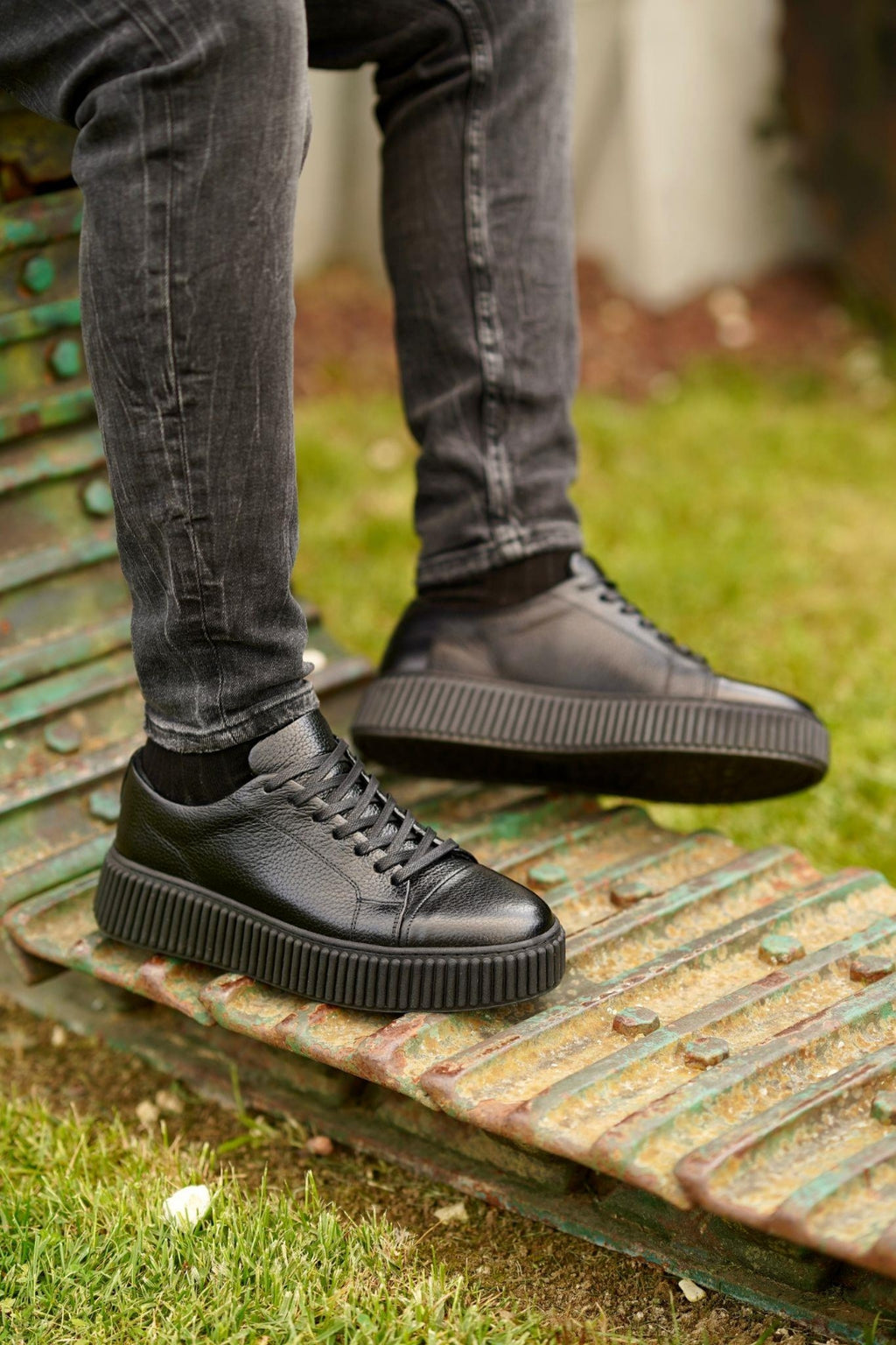 Esteban Siyah %100 Hakiki Deri 4 CM Light Termo Taban Sneaker