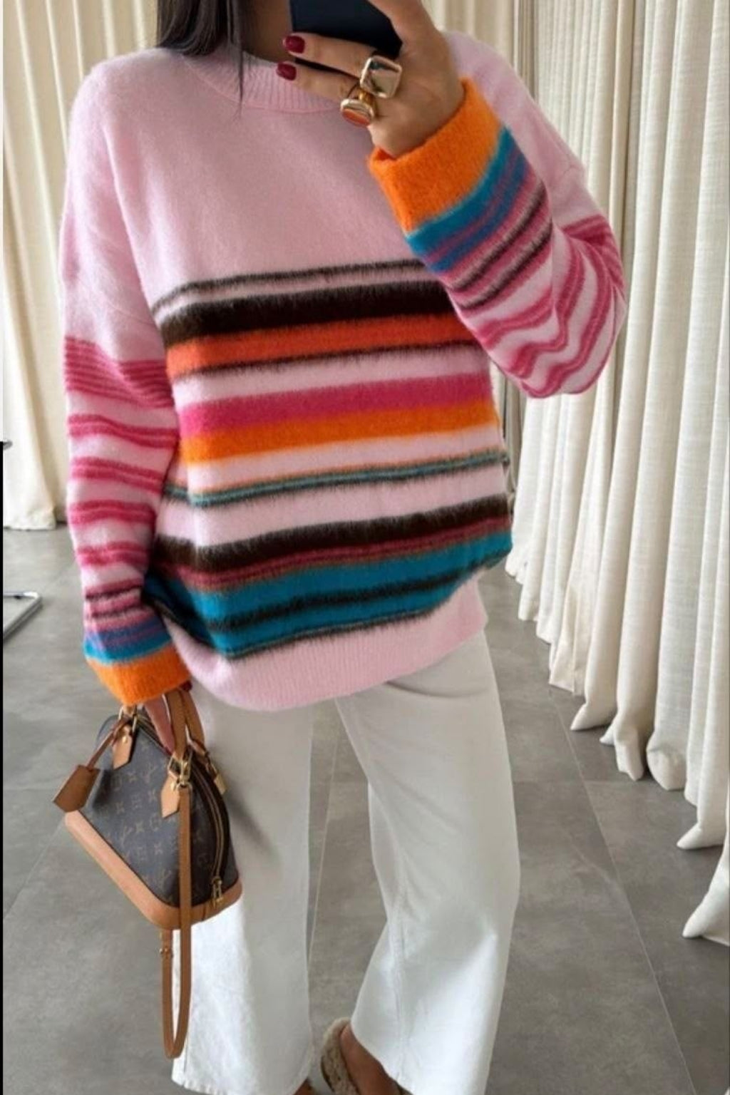 Veyren Multicolor Striped Knit Sweater