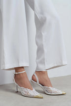 Capri Royale Signature Look – White Lace Lycra Two-Piece Set & Celestia Royale Lace Couture Heels