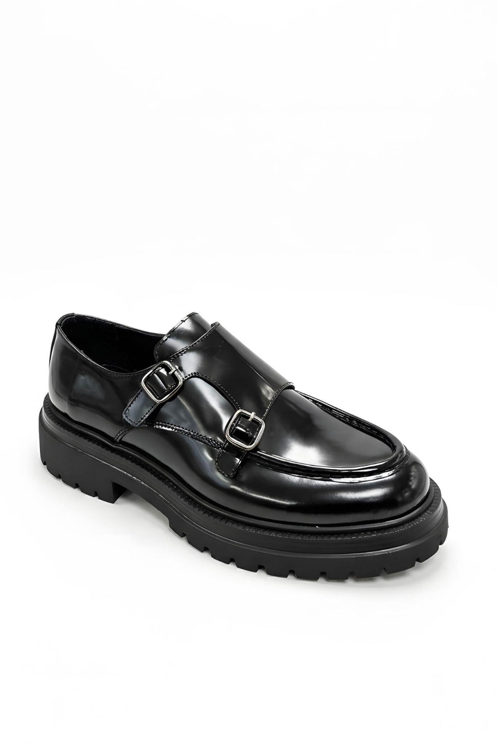 Black Patina Leather Double Monk Strap