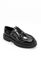 Black Patina Leather Double Monk Strap