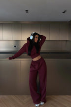 Arden Scarf-Hood Cropped Tracksuit – Smoke Grey