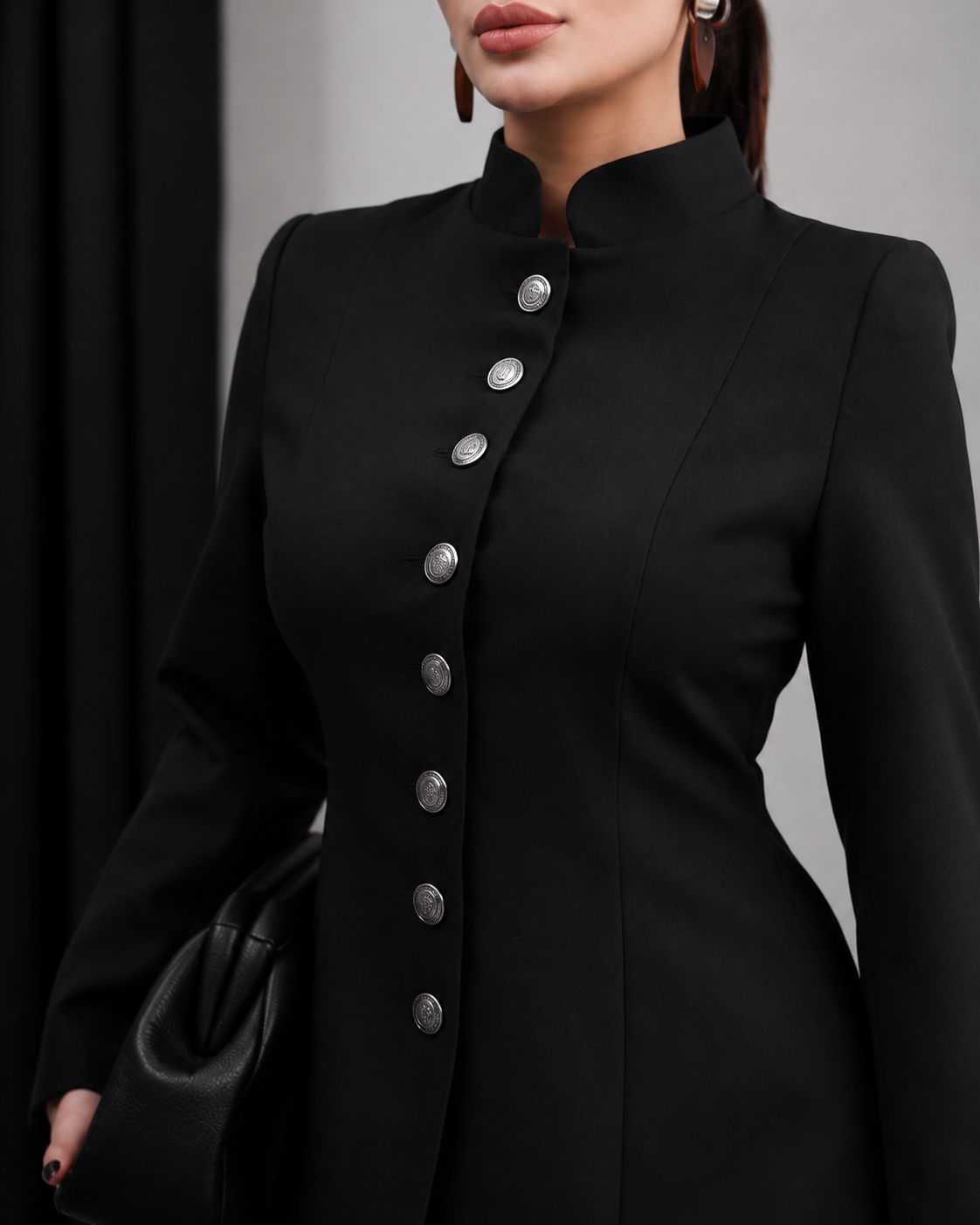 Reine Tailored Button-Front Two-Piece Set – Black