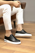 Martin Black 100% Genuine Leather Soft and Lightweight EVA Sole Sneaker