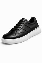 Siyah %100 Hakiki Deri Ultra Hafif Eva Taban Sneaker