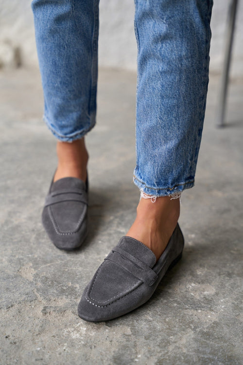 Bristol Gray Real Suede Women's Loafers