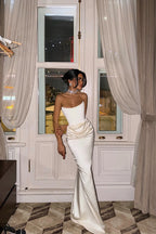 Velora Satin Dress – White