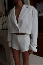 Elara Tailored Scuba Blazer & Shorts Set – Black