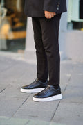 Armin Black 100% Genuine Leather Pool Eva Sole Sneakers