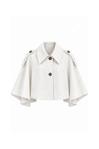 Cavett Cape-Detail Cropped Trench Coat – White
