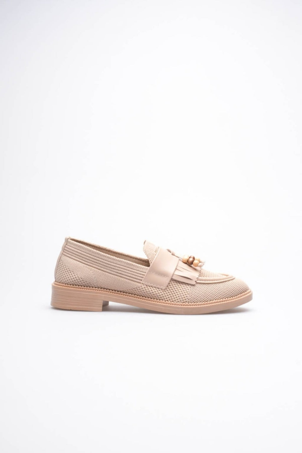 Boncuk Püskül Detaylı Triko Günlük Kadın Ayakkabı – Kaymaz Taban, Hafif ve Rahat – Siyah