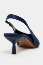 WILSON Satin Slingback Kitten Heel – Turquoise