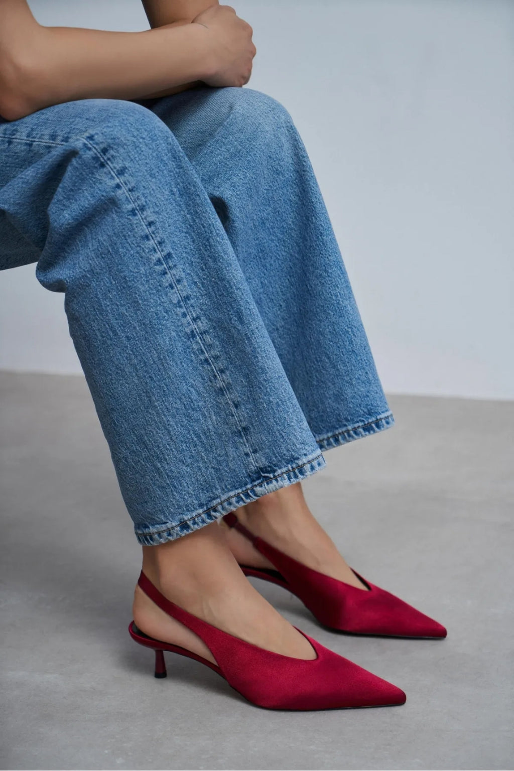 WILSON Satin Slingback Heels – Salmon Satin