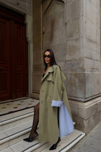 Sable Contrast Panel Trench Coat – Camel