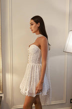 Virelle Polka Dot Chiffon Mini Dress