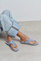 Ravello Handcrafted Genuine Leather Toe-Ring Sandals — Red Suede