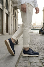 Lacivert %100 Hakiki Deri Ultra Hafif Eva Taban Sneaker