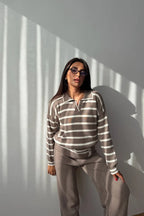 Blythe Striped Polo Knit Two-Piece Set